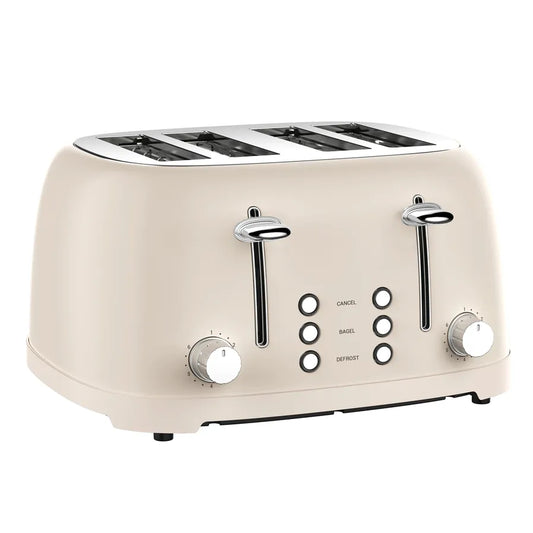 KTX-469651 Retro 4-Slice Stainless Steel Electric Pop-Up Toaster with Grill Feature