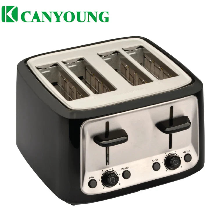 KTX-583763 Extra-Wide 4-Slice Toaster with Bagel and Defrost Functions, 6-Shade Settings, and Hinged Crumb Tray