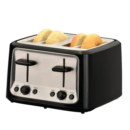 KTX-583763 Extra-Wide 4-Slice Toaster with Bagel and Defrost Functions, 6-Shade Settings, and Hinged Crumb Tray