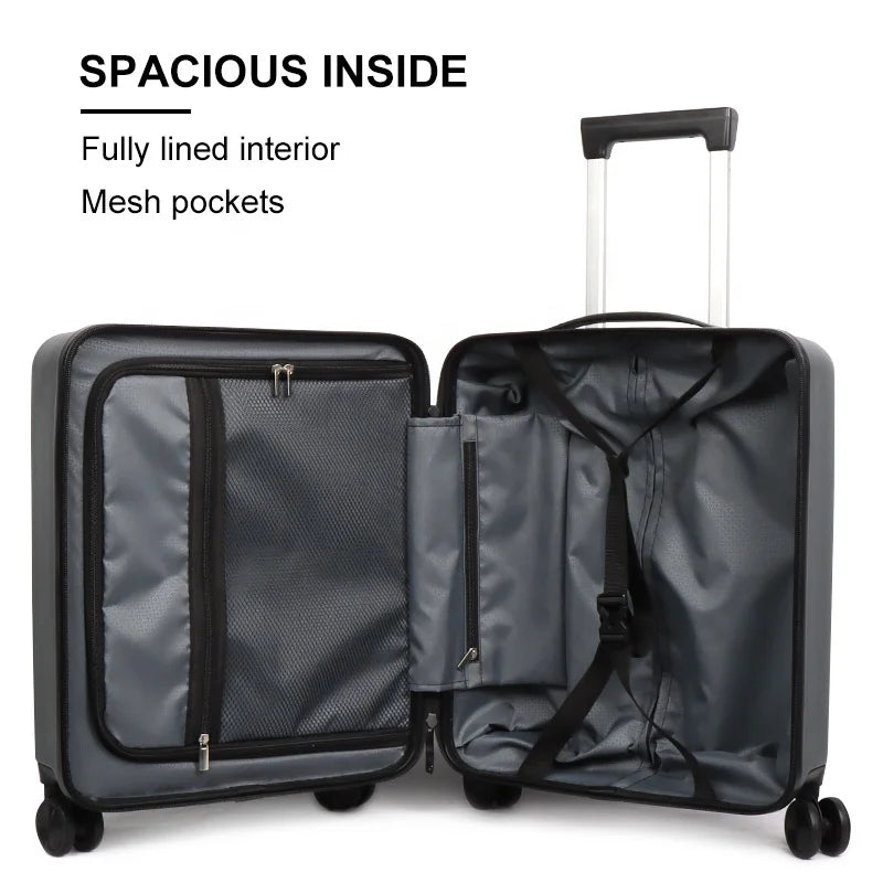 KTX-813779 Smart Carry-On Trolley Bag with Laptop Compartment and Front Pocket Design