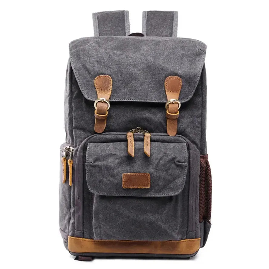 KTX-204179 Stylish Oil Wax Canvas Leather Camera Backpack for Special Purposes