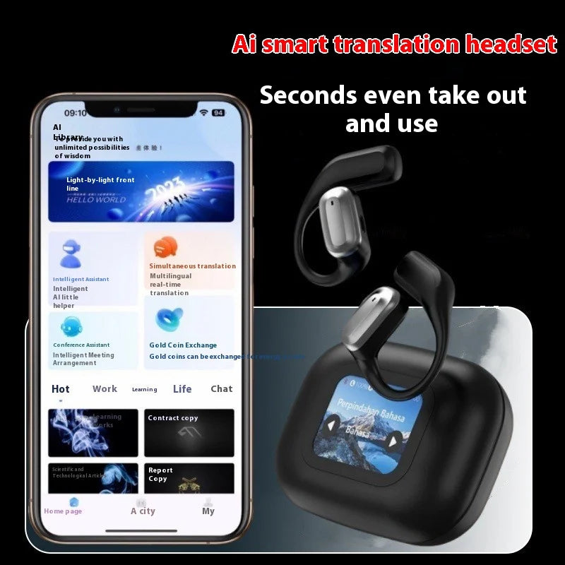 KTX-788691 AI Translation Bluetooth Headset with Color Screen and Long Battery Life, LED Indicator, Simultaneous Interpretation