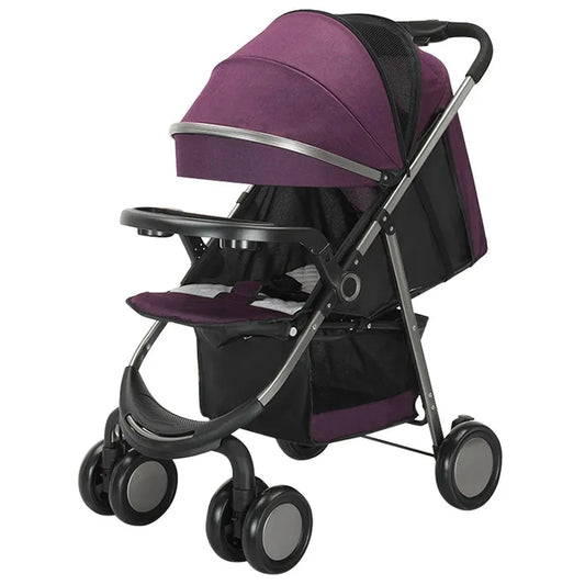 KTX-746899 Foldable Baby Stroller with Tray - Compact Travel System Pushchair for Infants