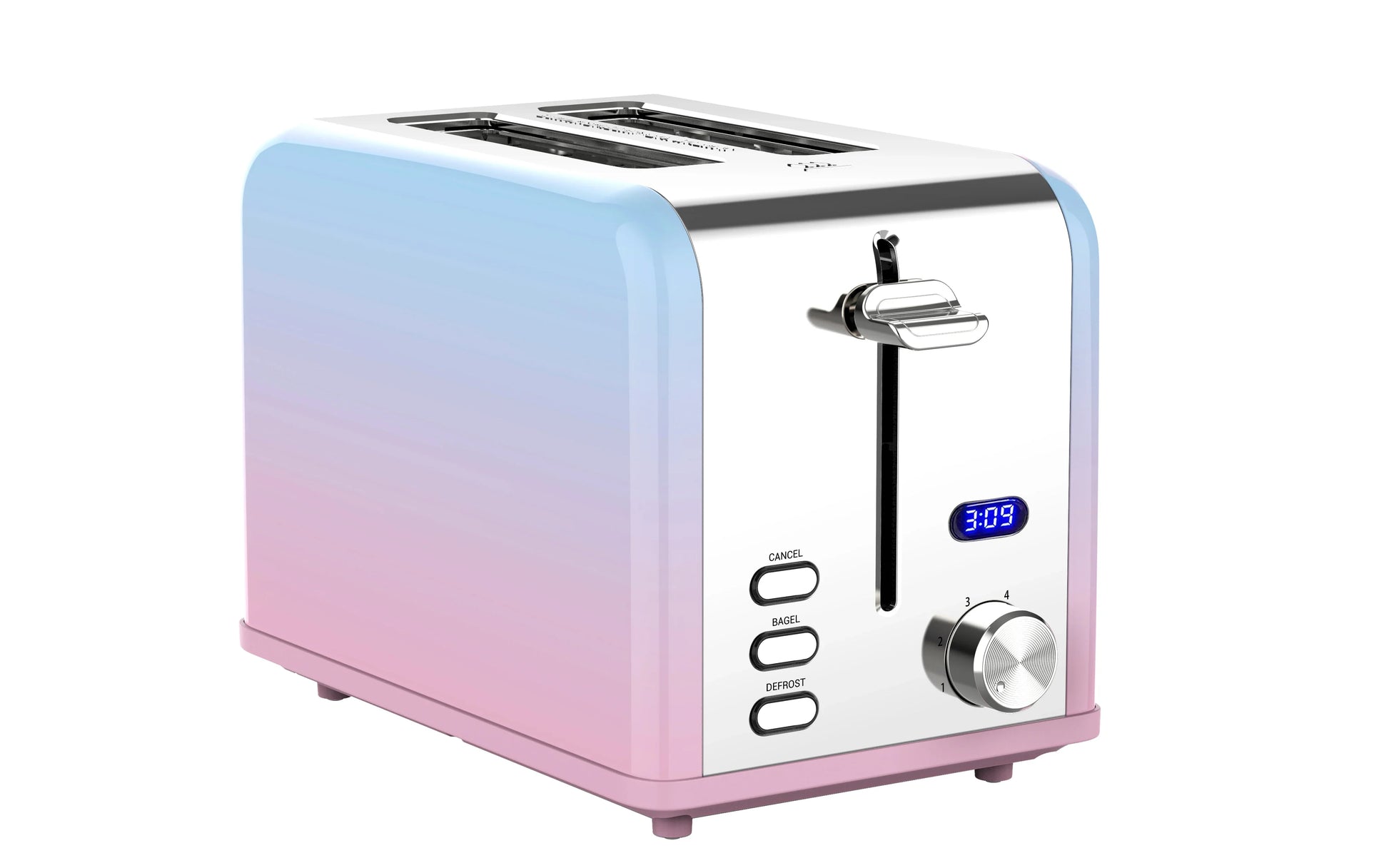 KTX-912595 Digital LED Display Stainless Steel Toaster with Countdown Timer for 2 Slices
