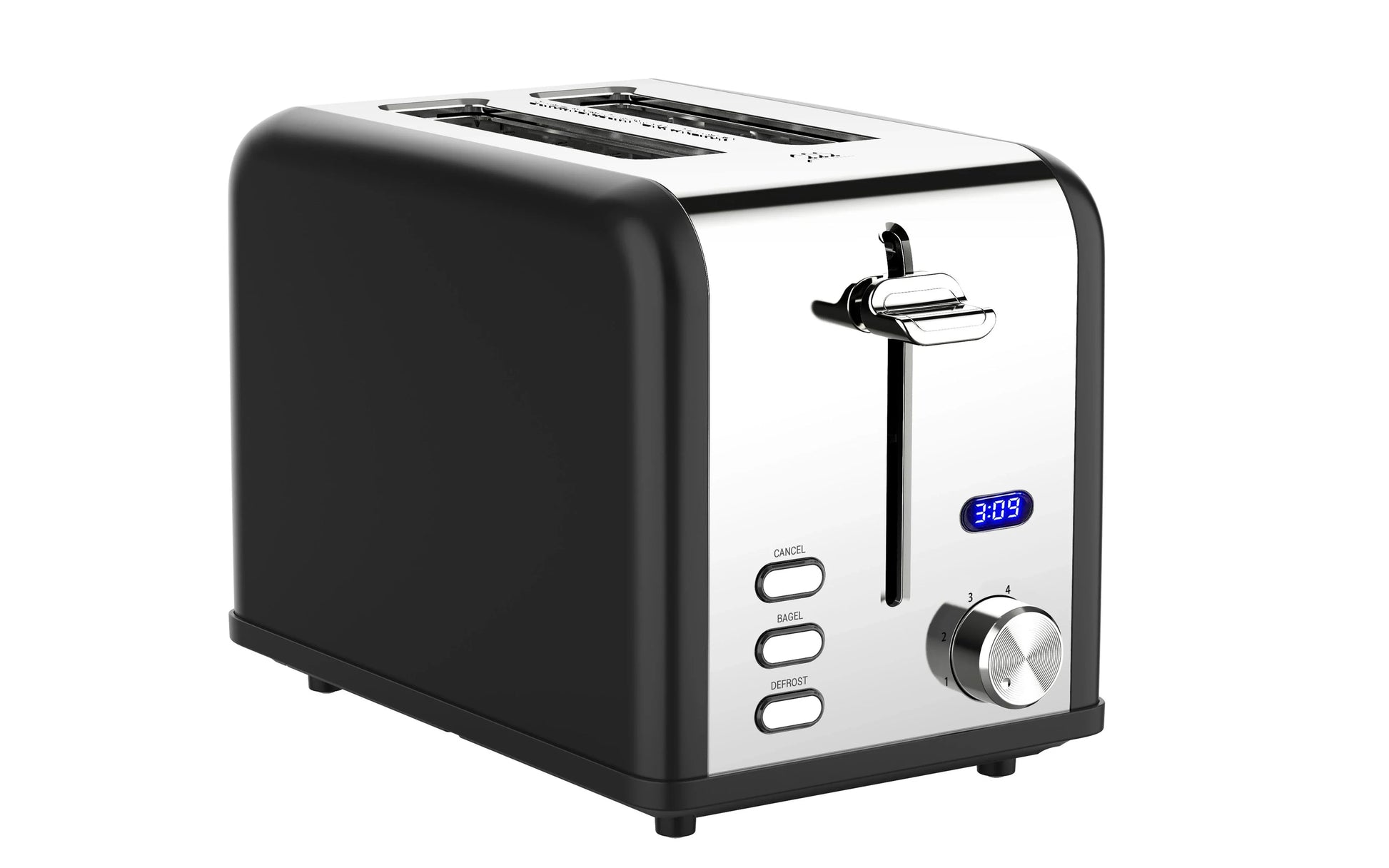 KTX-912595 Digital LED Display Stainless Steel Toaster with Countdown Timer for 2 Slices