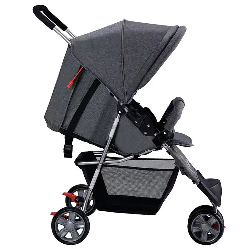 KTX-090387 Lightweight Foldable Baby Stroller with Steel Frame and Adjustable Canopy