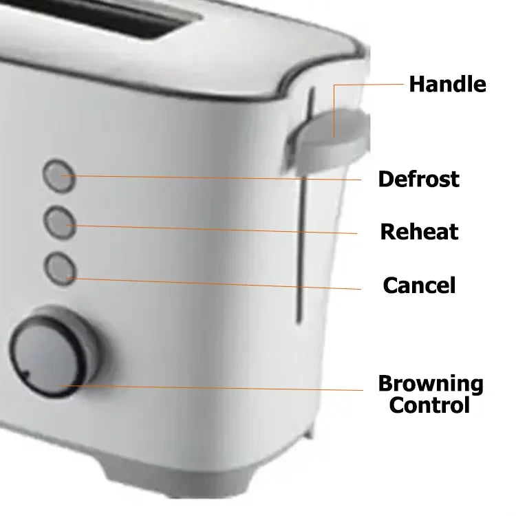 KTX-173587 1000W Slim Two Slice Toaster with 6 Setting Shade Control