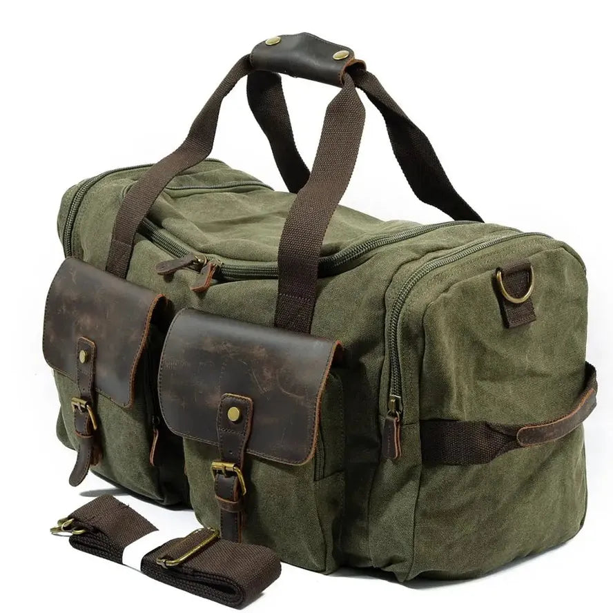 KTX-139987 Unisex Canvas Duffel Bag for Travel and Leisure with Zipper Closure and Open Compartment - Ideal for Sports and Gym Use