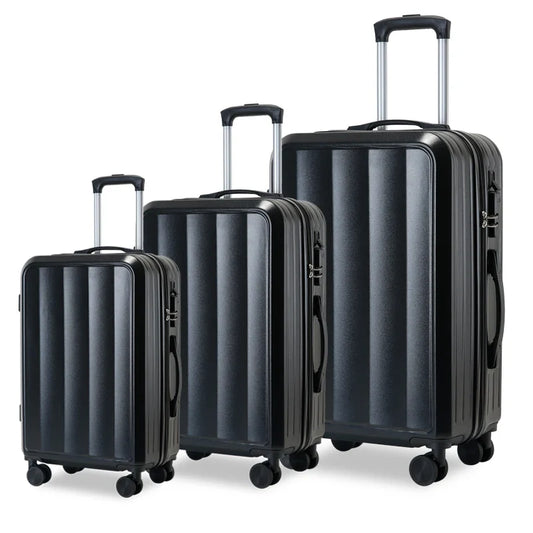 KTX-047763 Compact Mini Travel Luggage Set with Cup Holder - 3 Piece 20 Inch ABS Suitcase Collection