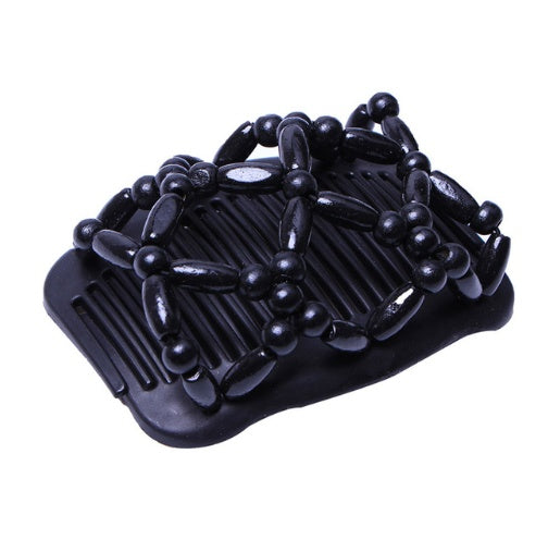 KTX-034451 Beaded Vintage Elastic Hairpin and Comb Clip for Women - Elegant Hair Accessory