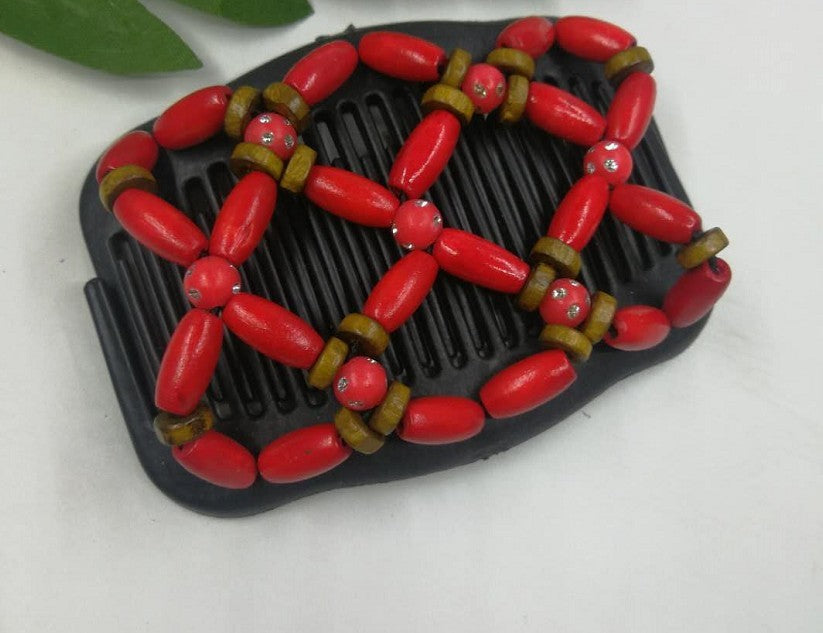 KTX-034451 Beaded Vintage Elastic Hairpin and Comb Clip for Women - Elegant Hair Accessory