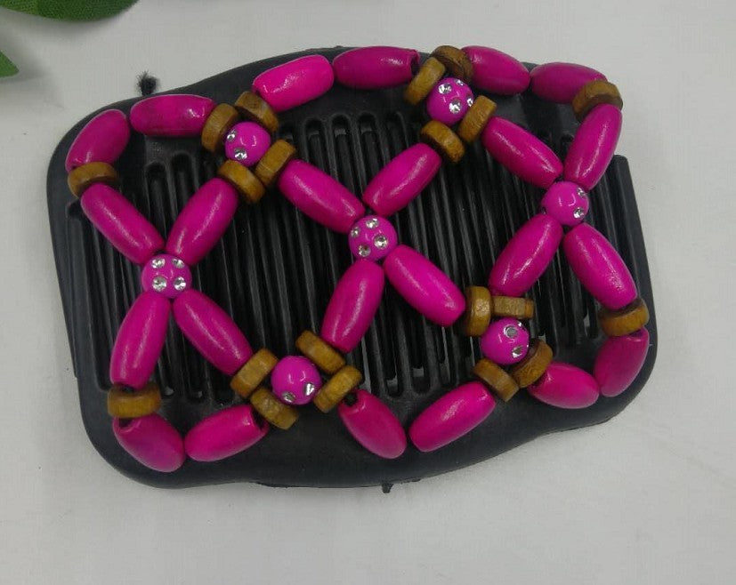KTX-034451 Beaded Vintage Elastic Hairpin and Comb Clip for Women - Elegant Hair Accessory