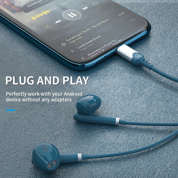 KTX-033619 Wired Type C Earphones Compatible with iPhone 15 Pro Max, Google Pixel 8, OnePlus, and Huawei with Microphone