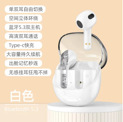 KTX-181907 Transparent Wireless Bluetooth In-Ear Headset with High Sound Quality and LED Battery Indicator