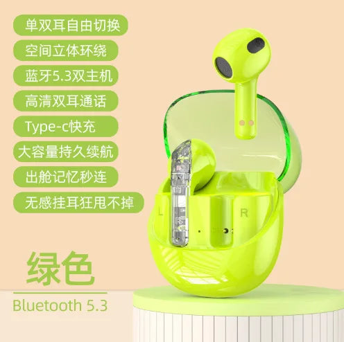 KTX-181907 Transparent Wireless Bluetooth In-Ear Headset with High Sound Quality and LED Battery Indicator