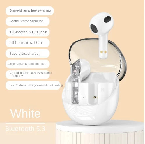 KTX-181907 Transparent Wireless Bluetooth In-Ear Headset with High Sound Quality and LED Battery Indicator