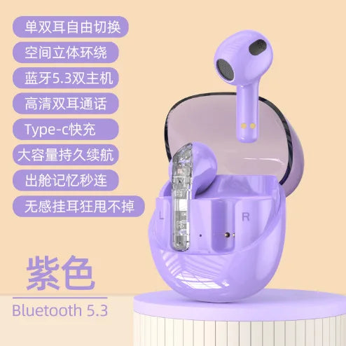 KTX-181907 Transparent Wireless Bluetooth In-Ear Headset with High Sound Quality and LED Battery Indicator