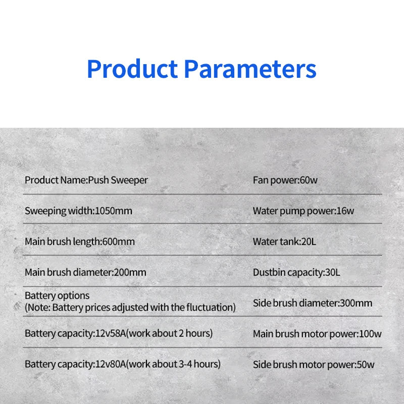KTX-470483 Electric Hand Push Floor Sweeper for Commercial and Outdoor Use