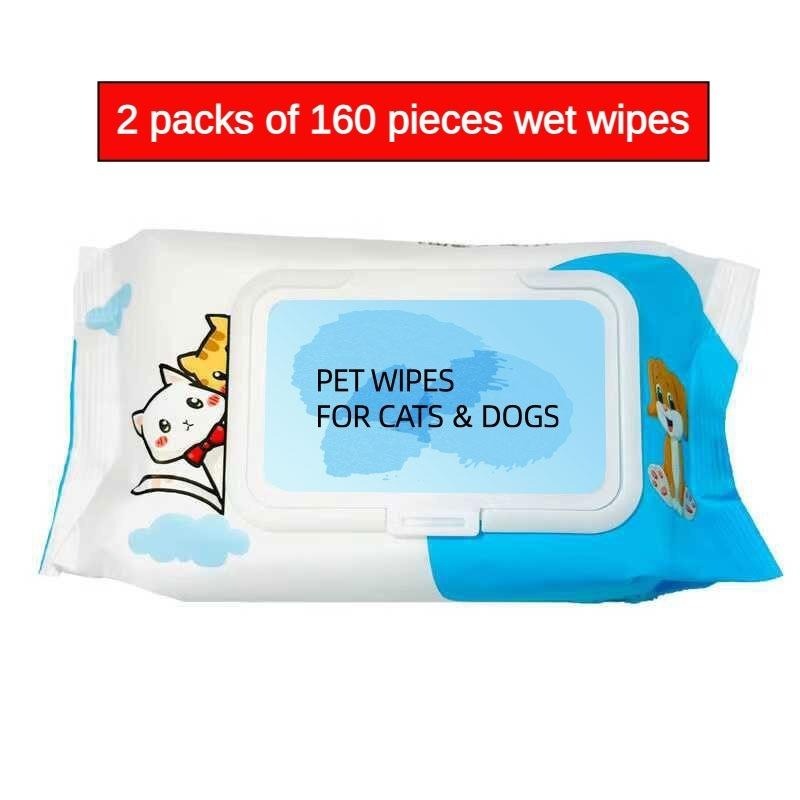 JMT-577034 Plant-Based Unscented Pet Wipes for Dogs and Cats ¨C Gentle Cleaning for Paws, Ears, Fur, and Eyes ¨C 80 Moist Wipes