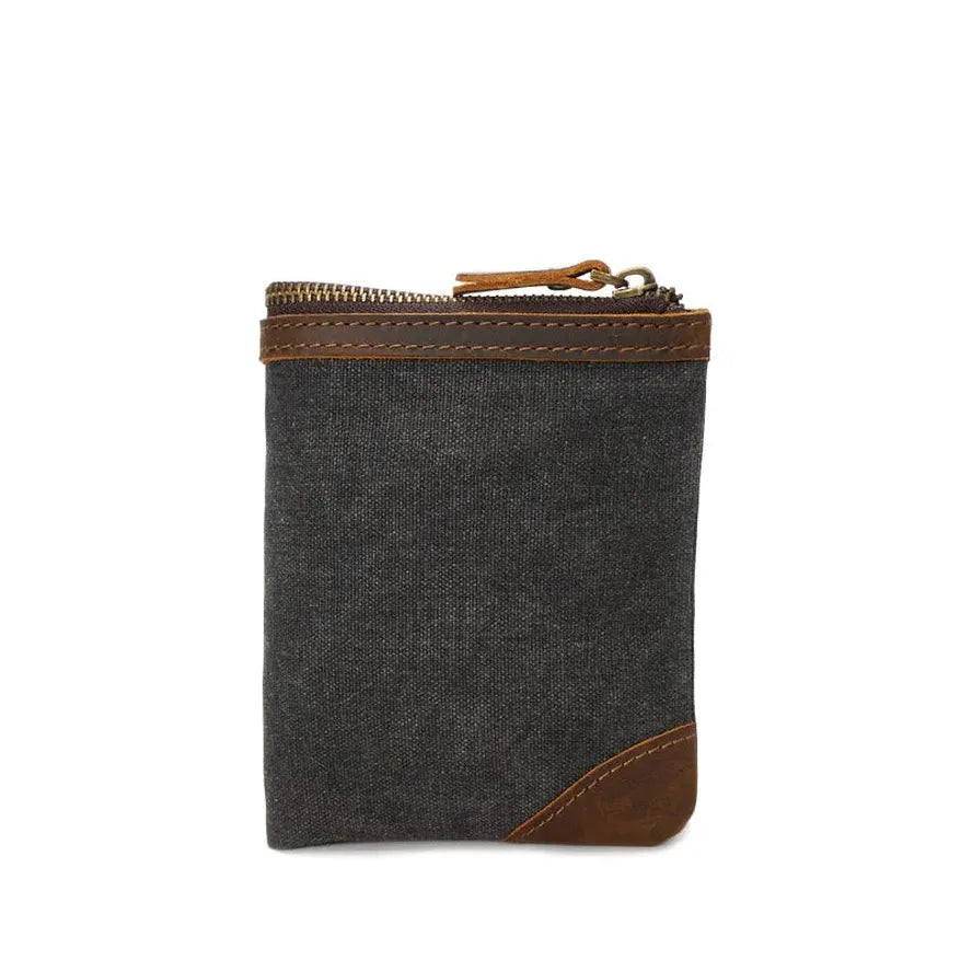KTX-136531 Handmade Retro Waterproof Oil Wax Canvas Wallet for Men - Foldable Short Design