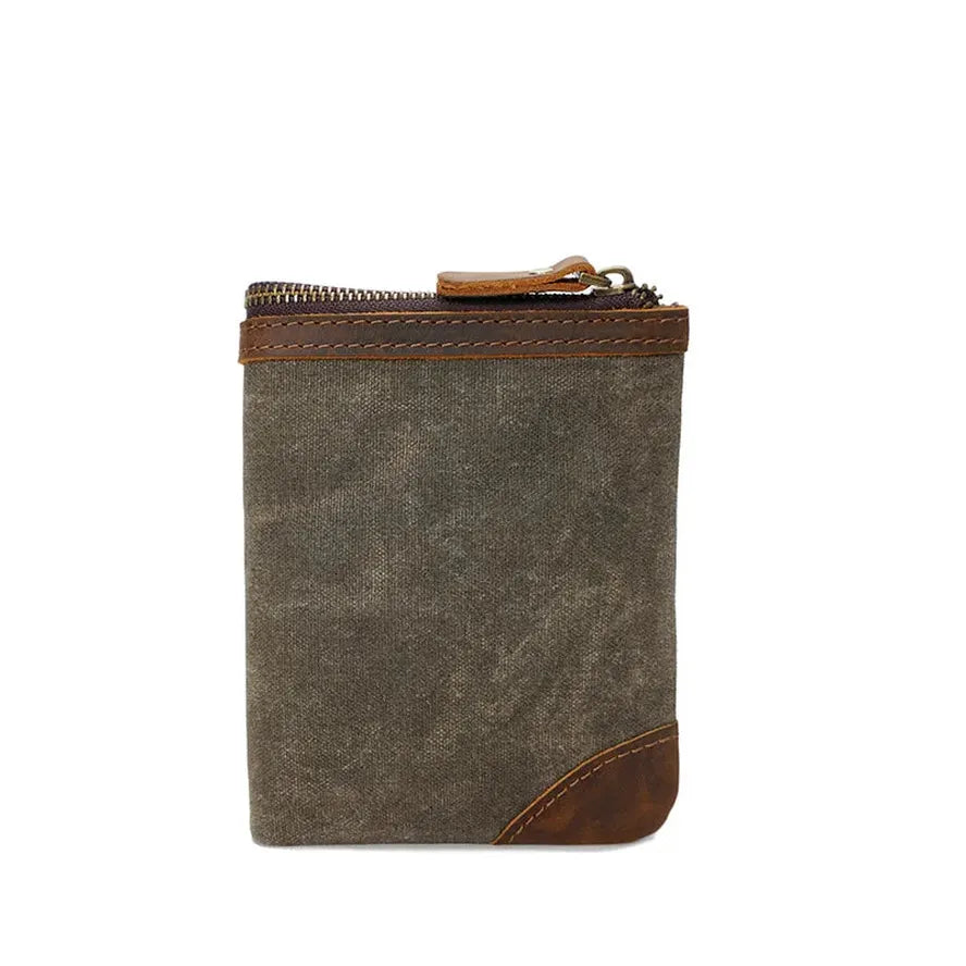 KTX-136531 Handmade Retro Waterproof Oil Wax Canvas Wallet for Men - Foldable Short Design