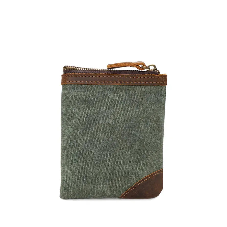 KTX-136531 Handmade Retro Waterproof Oil Wax Canvas Wallet for Men - Foldable Short Design