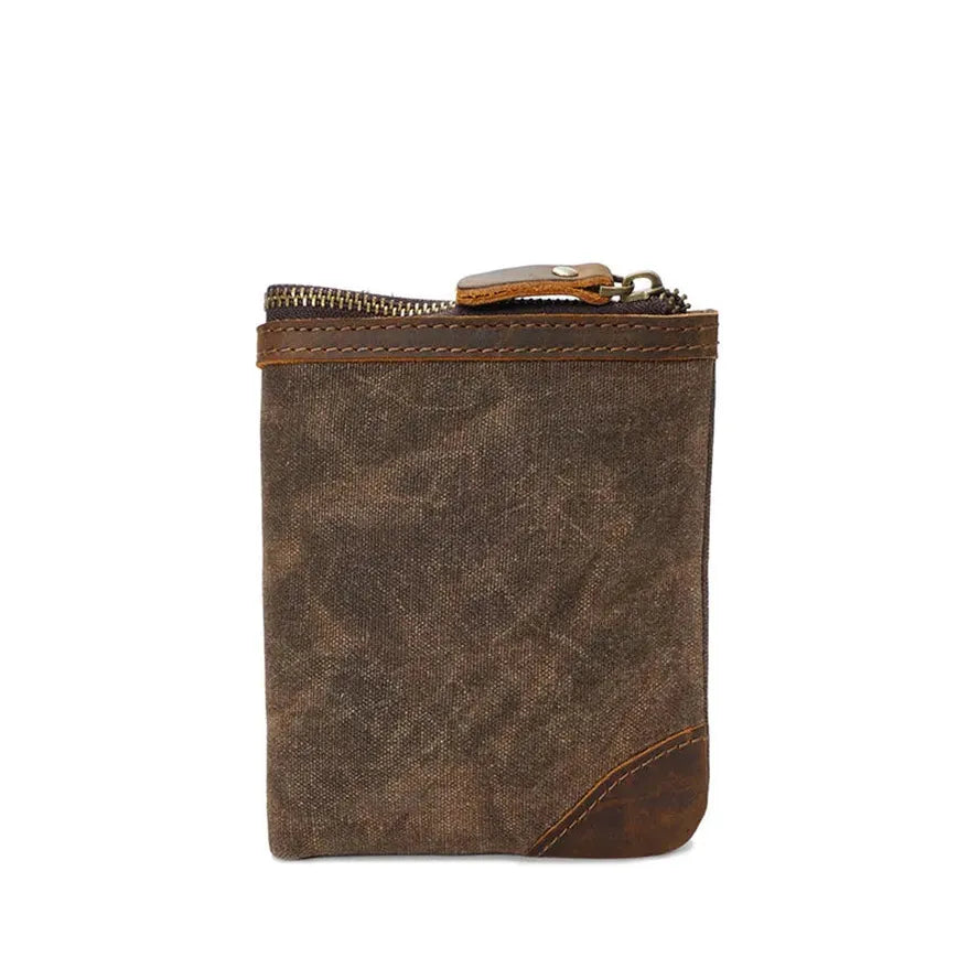 KTX-136531 Handmade Retro Waterproof Oil Wax Canvas Wallet for Men - Foldable Short Design