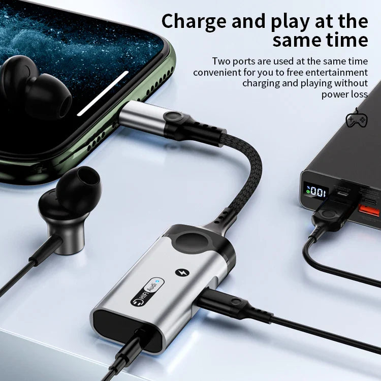 KTX-538643 Dual 2 in 1 Audio and Charging Adapter for iPhone 11-14 – 8-Pin Metal Connector
