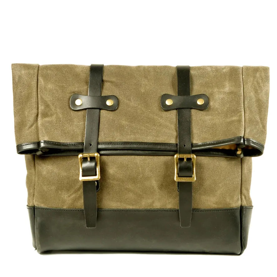 KTX-024531 Waterproof Universal Motorcycle Side Bag - Vintage Canvas Saddle Bag for Riding