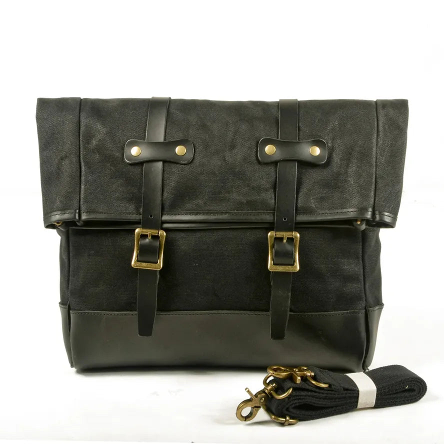 KTX-024531 Waterproof Universal Motorcycle Side Bag - Vintage Canvas Saddle Bag for Riding