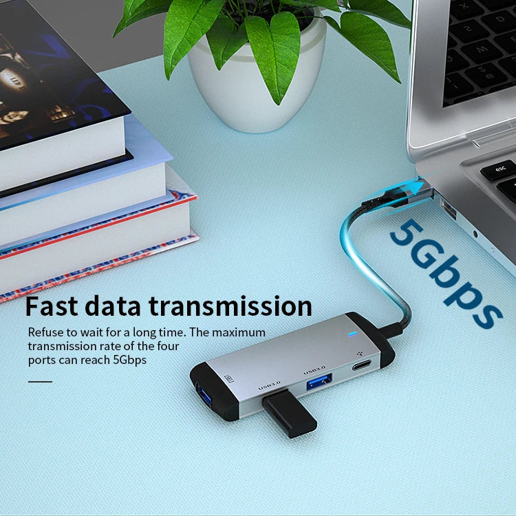 KTX-412179 High-Speed 4-in-1 USB-C Docking Station with Audio Jack and USB Hub for Laptops