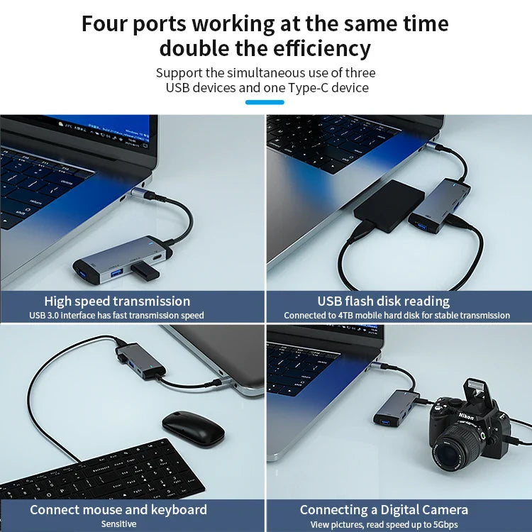 KTX-412179 High-Speed 4-in-1 USB-C Docking Station with Audio Jack and USB Hub for Laptops