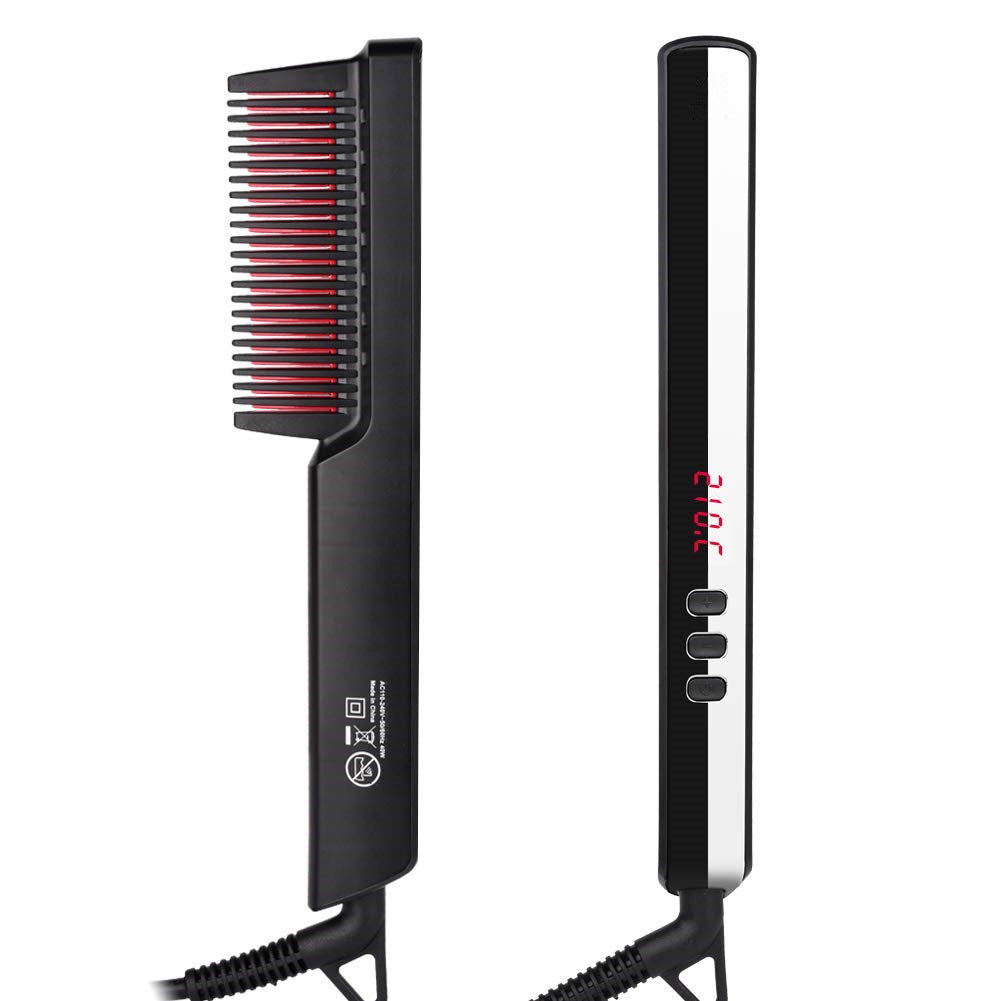 KTX-139347 Multifunctional Hair Straightening Comb with Hair Care Essential Oil 40ml, Adjustable Temperature 160-210°C