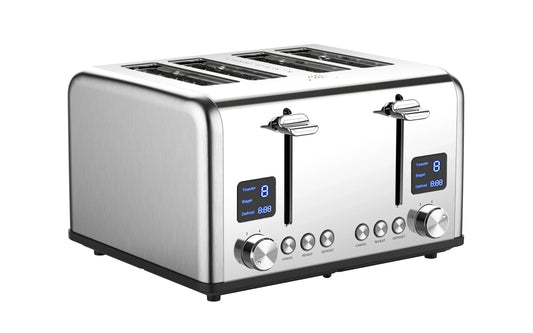 KTX-258387 Stainless Steel 4-Slice Electric Toaster with LED Digital Display