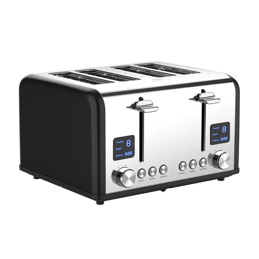 KTX-258387 Stainless Steel 4-Slice Electric Toaster with LED Digital Display