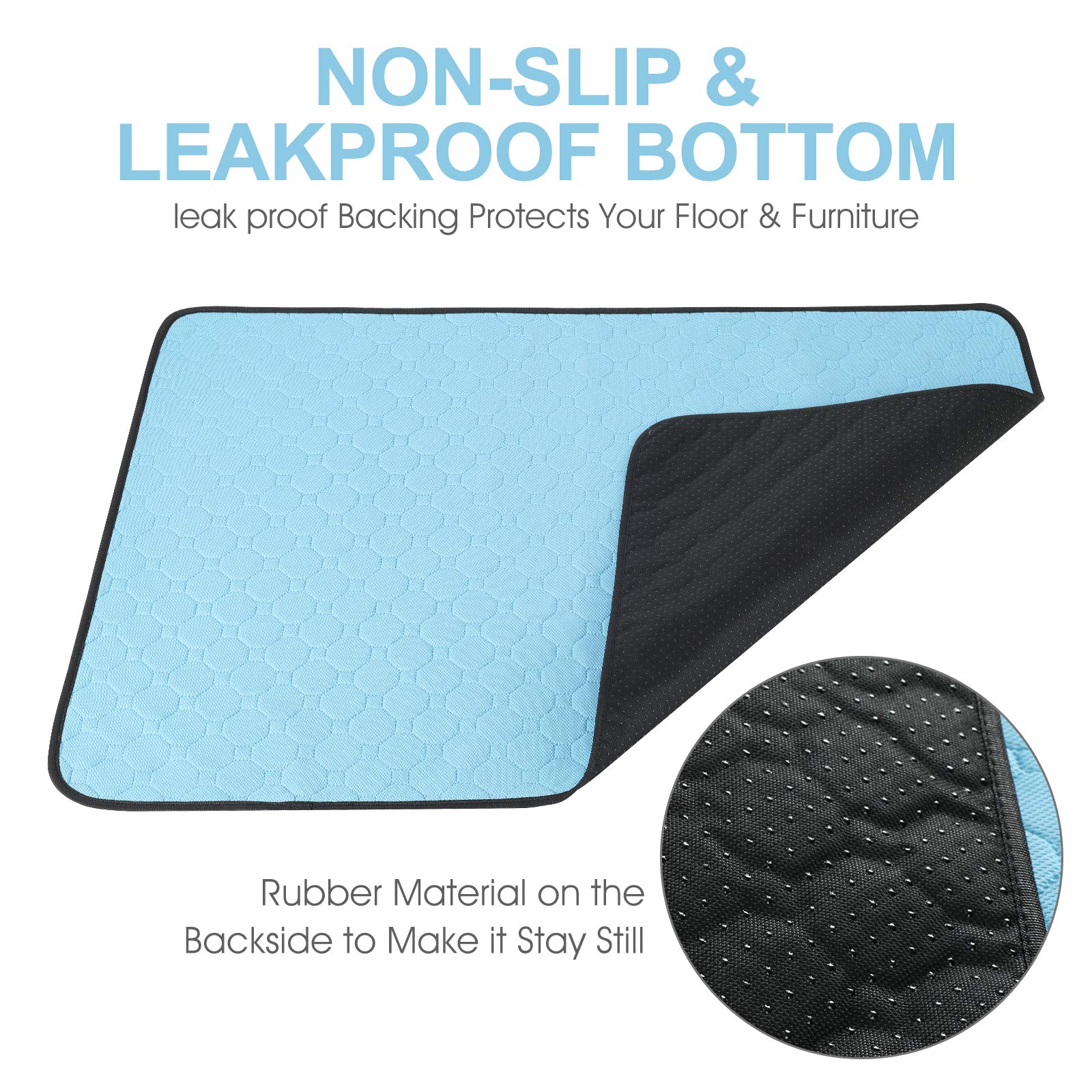 JMT-593738 Washable Waterproof Dog Urine Pad - Non-Slip Training Mat for Puppies and Cats, 89.5 x 59.2 cm, Set of 2