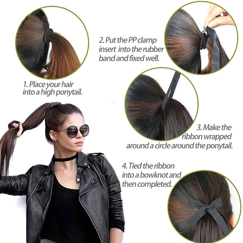 JMT-594058 Long Straight Hair Ponytail - Versatile Hairpiece for All Skin Tones and Face Shapes