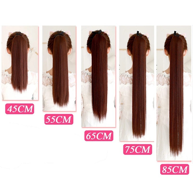 JMT-594058 Long Straight Hair Ponytail - Versatile Hairpiece for All Skin Tones and Face Shapes
