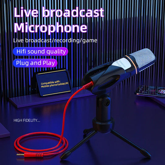 KTX-948819 Professional 3.5mm Condenser Microphone with Tripod for Laptop Recording and Gaming