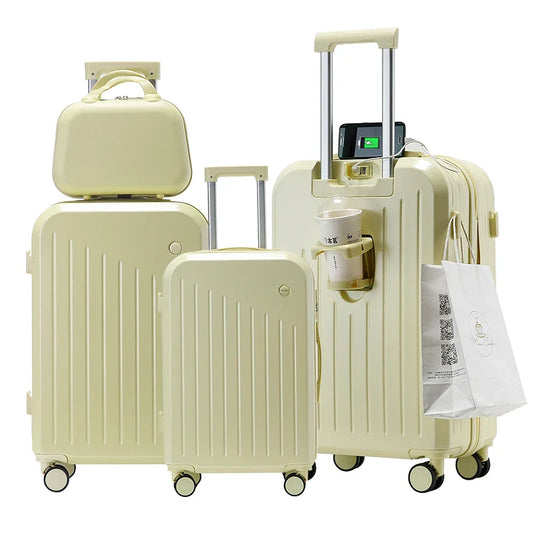 KTX-294099 Four-Piece Travel Trolley Bag Luggage Set with USB Port - 14", 20", 24", 28" Sizes
