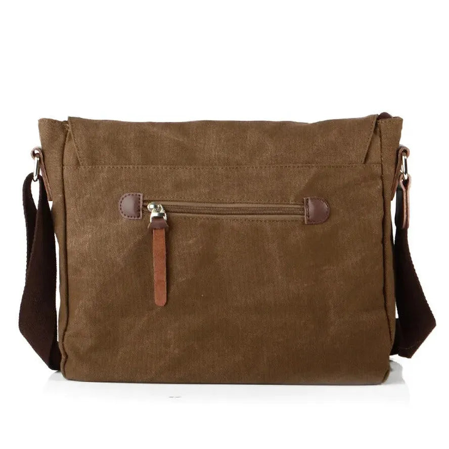 KTX-564627 Unisex Retro Canvas Crossbody Camera Bag with Cowhide Leather Trim