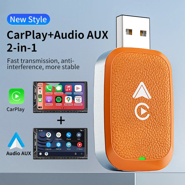 KTX-345491 Universal Wireless CarPlay Adapter for Land Rover and Toyota Vehicles - Portable 2-in-1 USB Dongle