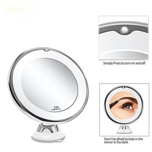 KTX-286227 LED Make-Up Mirror with Bright Supplement Light, Portable Plastic Design, 17.5 x 21cm, Casual Style