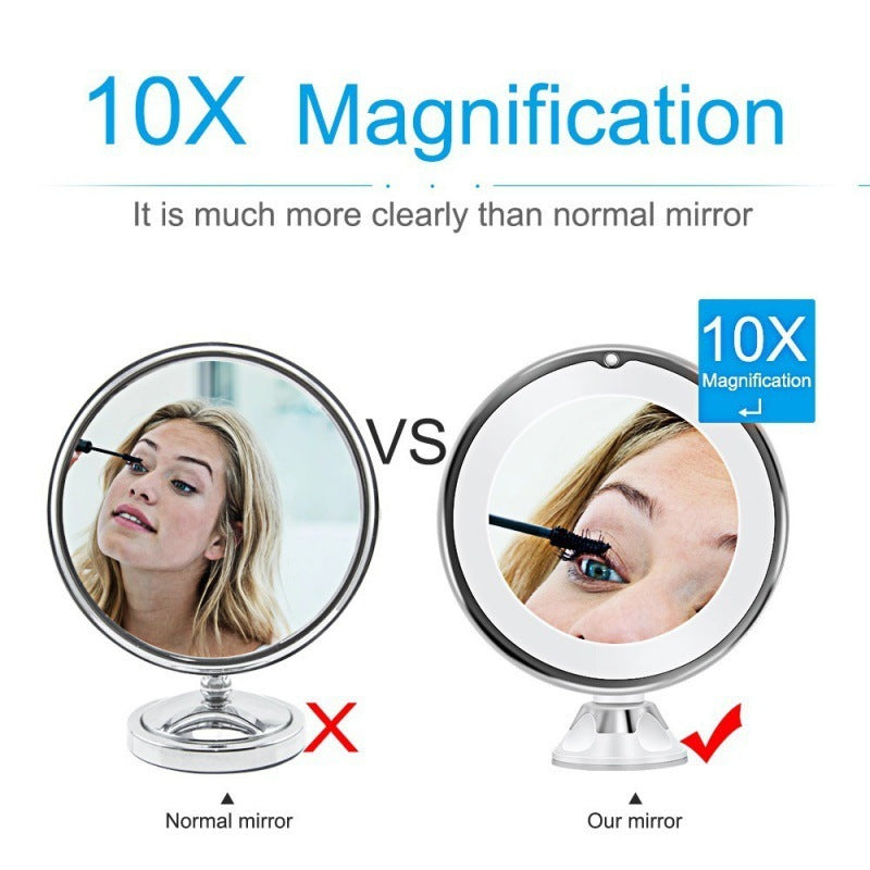 KTX-286227 LED Make-Up Mirror with Bright Supplement Light, Portable Plastic Design, 17.5 x 21cm, Casual Style