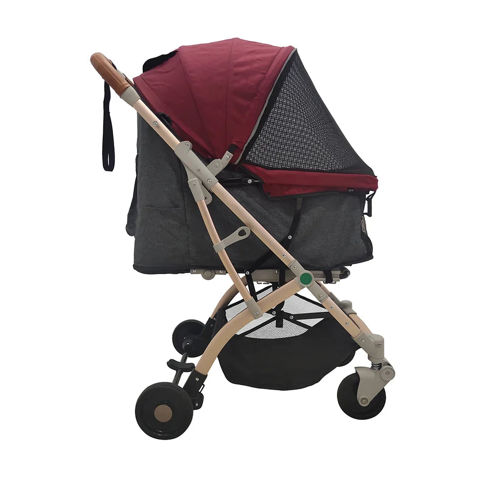 JMT-609290 Lightweight Folding Pet Stroller for Cats and Dogs with Detachable Carrier and 180° Reversible Canopy, All-Terrain 4-Wheel Design