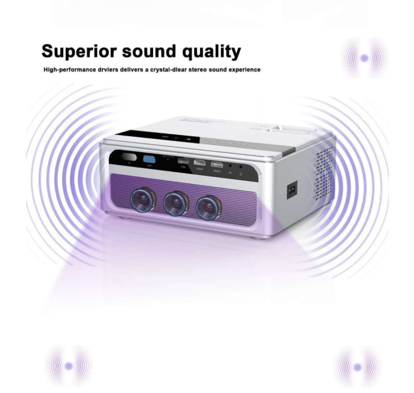 KTX-963411 HD Mini Portable Projector with 8000 Lumens Brightness and 1280x720 Resolution
