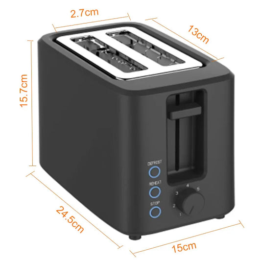KTX-550995 Two-Slice Electric Toaster with Defrost, Reheat, Cancel Functions and 7-Level Browning Control, 700W, 100V-240V