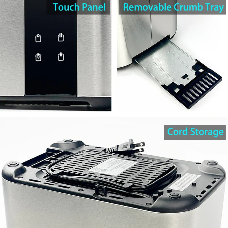 KTX-697875 Digital Touch Screen 2-Slice Toaster with Adjustable Settings