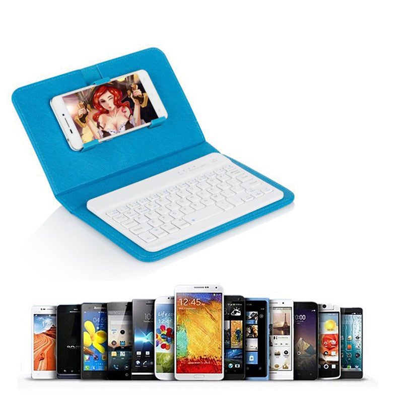 KTX-877331 Bluetooth Keyboard Holster for Mobile Phones, Universal Leather Case with Stand Function, Compatible with 4.5-6.8 Inch Devices