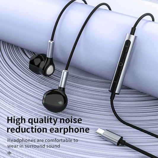 KTX-951123 Wired Type-C Earphones with Digital Stereo Sound for iPhone 15 Pro Max and Samsung Devices
